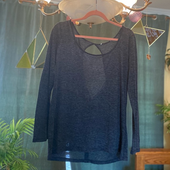 2️⃣ for 1️⃣ Open Back Long Sleeve Tops  |  Anthro | Marled Grey & Purple - Picture 2 of 6